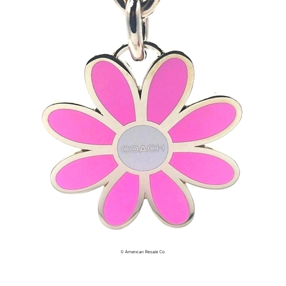 Vintage COACH Daisy Flower Hot Pink Enamel Keychain Fob Purse Charm - Picture 3 of 7